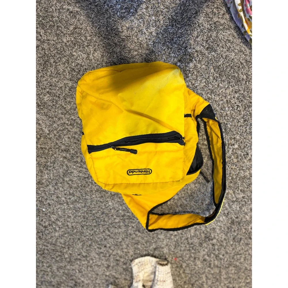 Vintage Nintendo Sling Bag Yellow Nylon Retro Crossbody Backpack Game Boy Case